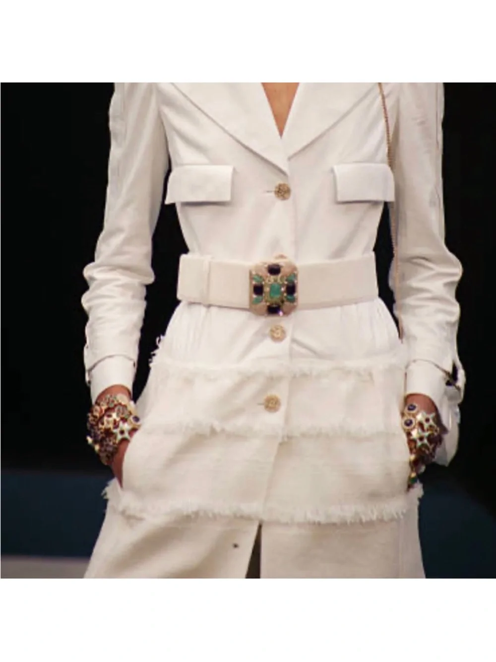 White Suede Chanel Gripoix Pate De Verre Belt Year 2008